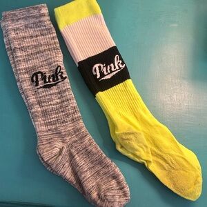 PINK Victoria's Secret Gray and Vibrant Yellow Socks
